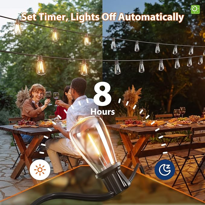 KYY 102FT(96+6) Solar String Lights Outdoor with USB Port Remote Control | LED Waterproof Solar Powered Patio with 32 Sockets, Heavy-Duty and UL Listed Porch Market Lights