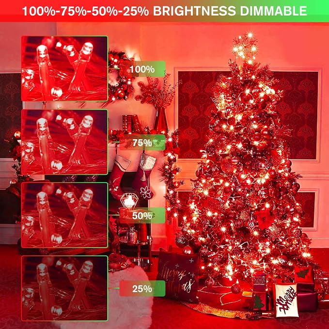 JMEXSUSS 100 LED Red & Green Christmas Lights Plug in, Halloween Lights | Christmas String Lights Indoor, 33ft Connectable Color Changing Light Outdoor for Party Decor