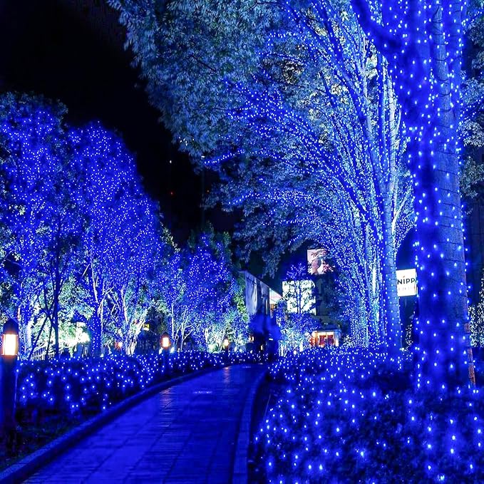 2 Pack Christmas Lights Outdoor, Total 200FT 600 LED Christmas Tree Lights | Blue, 8 Modes Waterproof Connectable String Lights for Outside Indoor House Yard Patio Garden Wedding Holiday Decorations