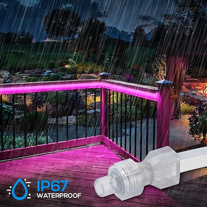TORCHSTAR 50ft LED Neon Rope Light, Pink LED Strip Lights | Outdoor IP67 Waterproof, 120V UL Plug, ETL Connectable, Neon Light Strip for Shop Sign, Patio Decor, Max 2 Sets (100FT)
