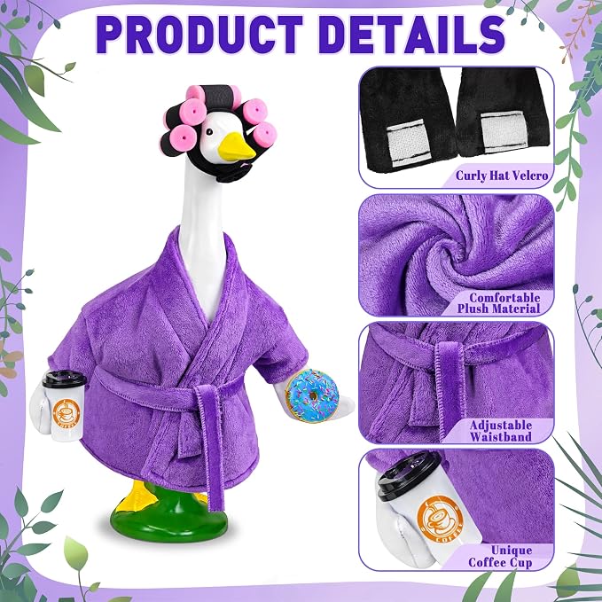 Lady Porch Goose Outfit Bathrobe Goose Outfit for 17/23" Outdoor Statue | Funny Porch Goose Outfits, Bathrobe Lawn Goose Outfit, Spring Summer Goose Outfit for 17/23" Lawn Geese for Garden Decoration