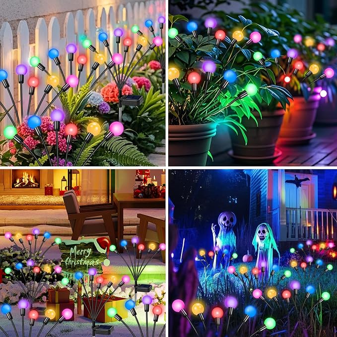 NBQQ Solar Lights Outdoor Waterproof 4 Pack of 24 LEDs Unique Gifts Women | Multicolor Swaying Solar Lights Outdoor for Yard Pathway Patio, Swaying Lawn Decor as Gardening Gifts for Women Holiday