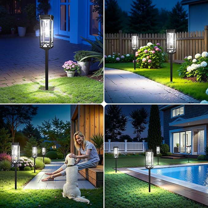 KOOPER Taller Solar Pathway Lights Outdoor, 8 Pack Upgraded Brighter Solar Garden Lights Solar Powered, Up to 15 Hours Outdoor Solar Lights for Yard Landscape Walkway Driveway Sidewalk (Warm White)