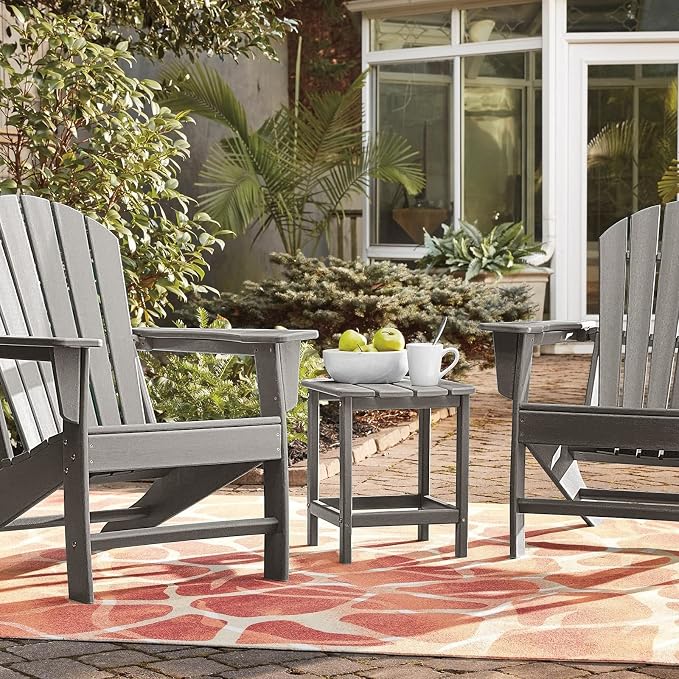 Giantex Side Table Outdoor Small Patio Table 18” Adirondack Table, Weather Resistant End Tables, Outside Square Tea Table for Patio, Backyard, Poolside, Garden, Balcony (1, Gray)
