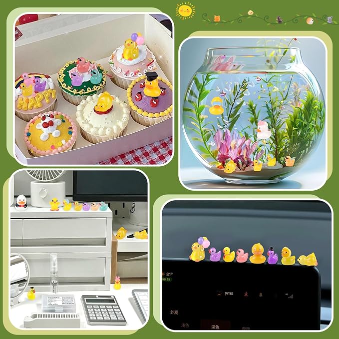 TINKRSTUFF 50PCS Mini Resin Animals Assorted Styles Cute Tiny Ducks,Miniature Duck Figures to Hide,Little Animal Bulk for Topper Desk Garden Dollhouse Landscape Aquarium Ornaments DIY Crafts & Decor