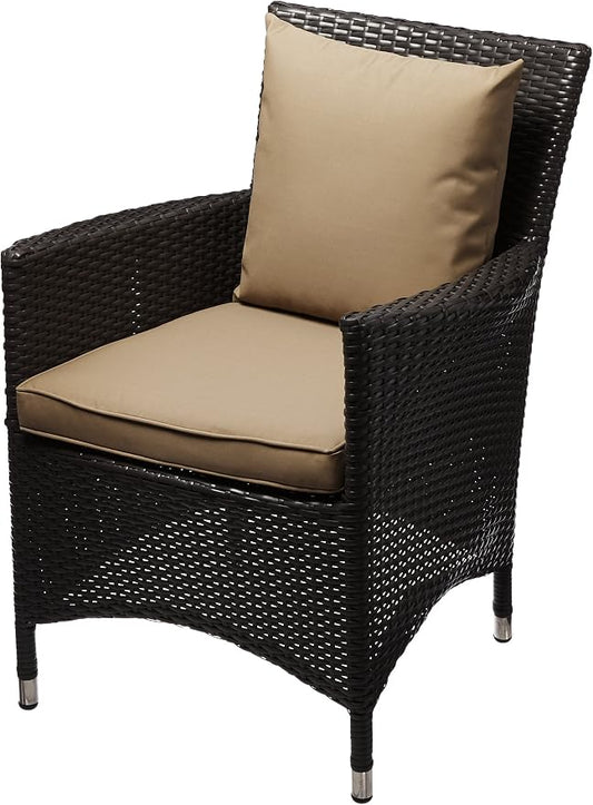 Modway Convene Wicker Rattan Outdoor Patio Dining Armchair with Cushion in Espresso Mocha
