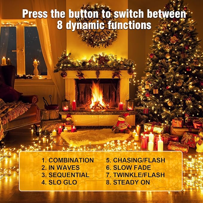 Nisocy LED Christmas Connectable String Lights Outdoor Waterproof – Warm White Fairy Lights with Plug, Tree Lights for Patio, Garden, Bedroom, Wedding, Party, Decor (66FT)