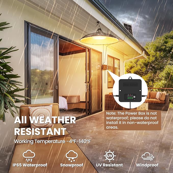Solar Shed Light Indoor Outdoor with Pull String, 3000K Daytime Available | Warm White, 3 Lighting Modes Pendant Light, Dusk to Dawn, Solar Lights Indoor, IP65 Waterproof for Barn, Gazebo, Shop, Garage