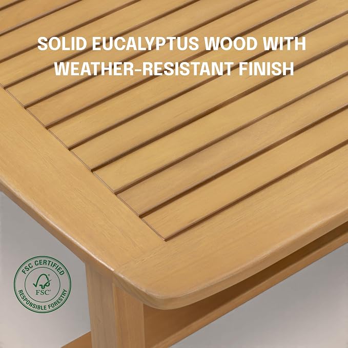 NTC Flexa Extendable Outdoor Dining Table, 63"–94.5" Solid Wood Patio Table for Patio Dining Sets with Umbrella Hole, Seats 6–10, Weather Resistant, Easy Assembly, Natural