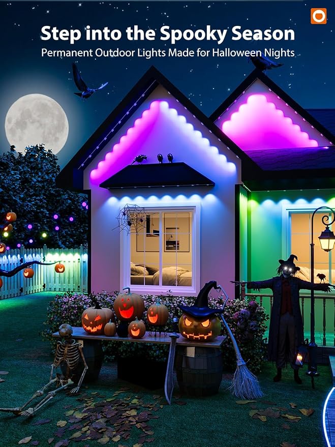 addlon Permanent Outdoor Lights, Smart RGB+IC LED Lights for House Outdoor | App & Remote Control, Scene Modes, IP67 Waterproof for Christmas, Holiday, Valentine's Day Decorations, 200FT