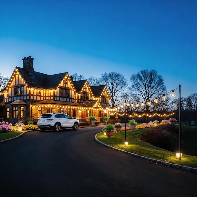 RTTY Outdoor String Lights 300 FT, LED Patio Light Outside Waterproof | Dimmable Connectable Shatterproof G40 Hanging Lighting for Backyard, Cafe, Bistro, Yard, Deck, Market, Warm White, 2700K