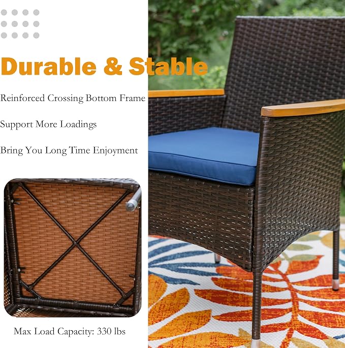 Sophia & William 7-Piece Patio Dining Set, Metal Table, PE Wicker Chairs | All Weather Patio Table and Chairs Set for 6, Perfect for backyard, deck, porch