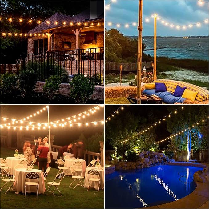 200ft Solar LED Outdoor String Lights Patio Lights with Shatterproof 2700K ST38 Vintage Edison Plastic Bulbs Dimmable, Outside Hanging Lights Waterproof for Porch, Deck, Garden, Backyard