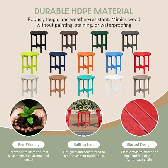 WestinTrends Dylan Adirondack Round Outdoor Side Table, Red