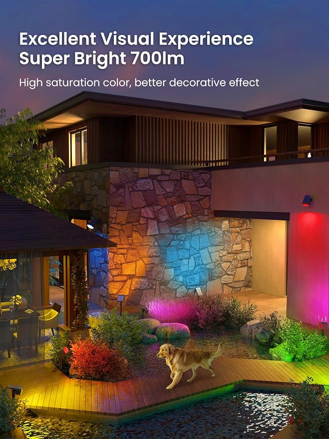Solar Spot Lights Outdoor Waterproof, Solar Spotlights, 4 Packs, RGB | 63 LED, 9 Lighting Modes, Color Changing Solar Landscape Lights for Halloween & Christmas Decorations, Yard, Garden, House