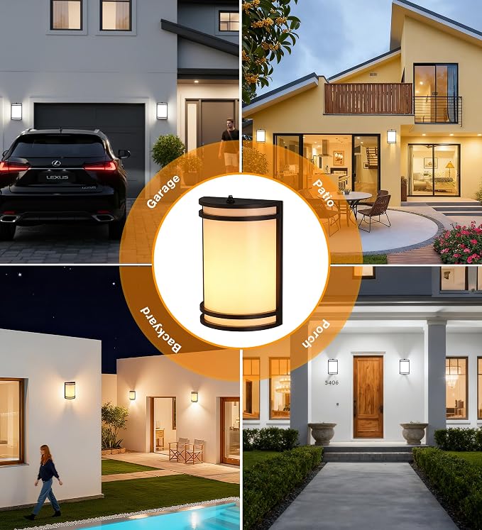 CLOUDY BAY Dusk to Dawn LED Outdoor Wall Sconce,3000K /4000K /5000K Adjustable,15W Porch Light,Oil Rubbed Bronze,2 Pack