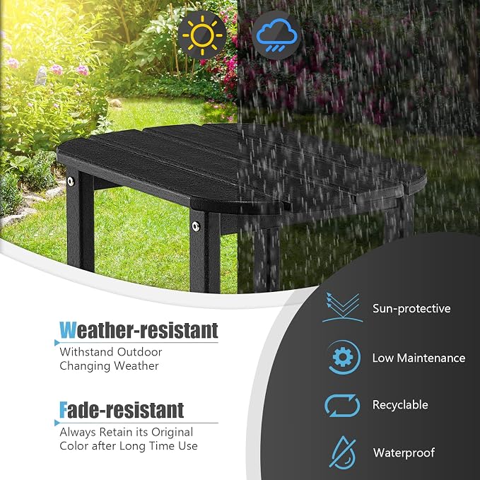 Giantex Side Table Outdoor Small Patio Table 18” Adirondack Table, Weather Resistant End Tables, Outside Square Tea Table for Patio, Backyard, Poolside, Garden, Balcony (1, Black)