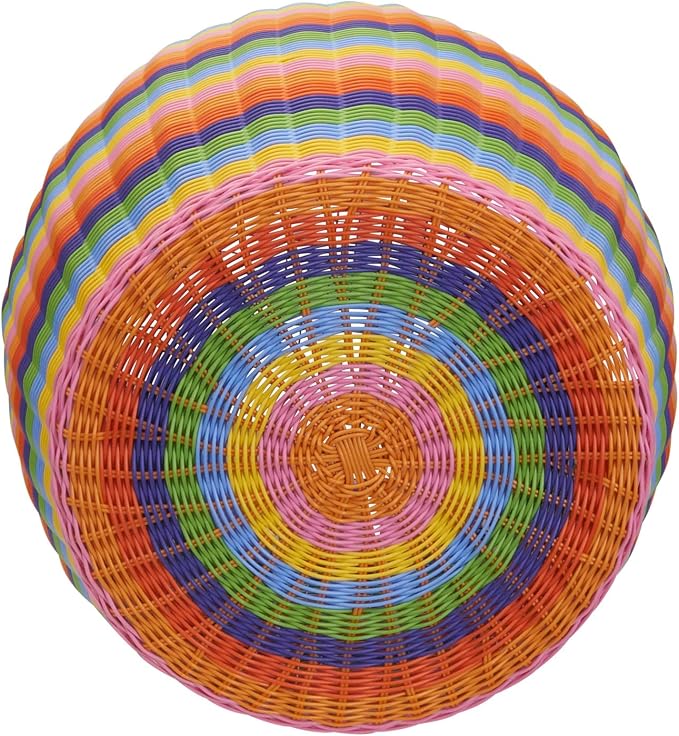 Household Essentials Handwoven Resin Barrel Side Table, Multicolor