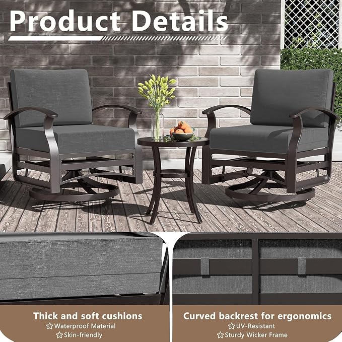 Patio Furniture Set 10 Seats Aluminum Armrest Sofa, Modern Outdoor Living Room Set with 55000 BTU Propane Aluminum Fireplace, Outdoor Rotary Joystick with Thick Cushion - Grey