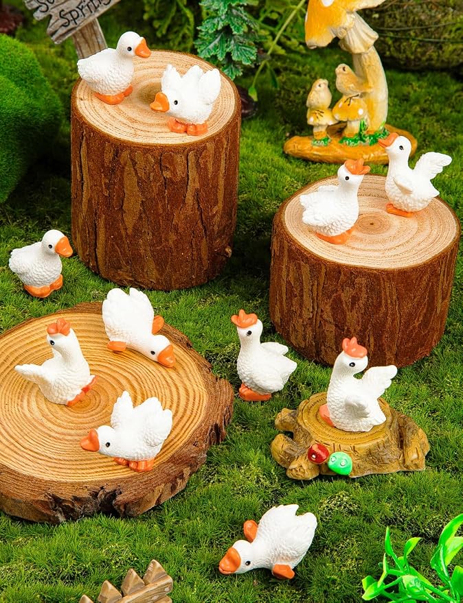 42pcs Mini Resin Goose Tiny Animal Figurine Bulk | Small Desk Goose Decor for Garden Lawn Yard Micro Landscape Aquarium Potted Ornament DIY Craft