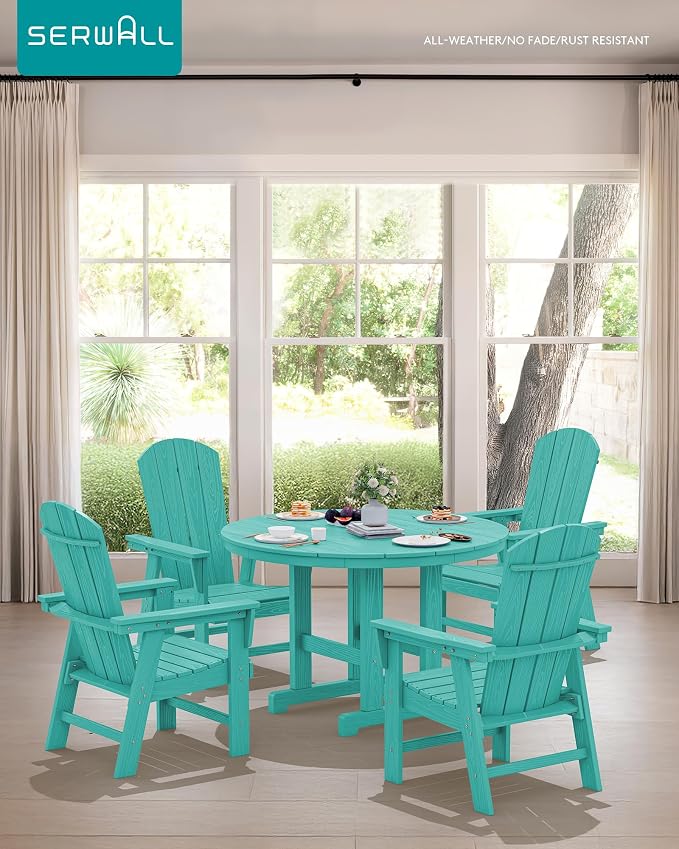 SERWALL Outdoor Adirondack Dining Chair Set of 2, All Weather HDPE Patio Chairs, Aruba