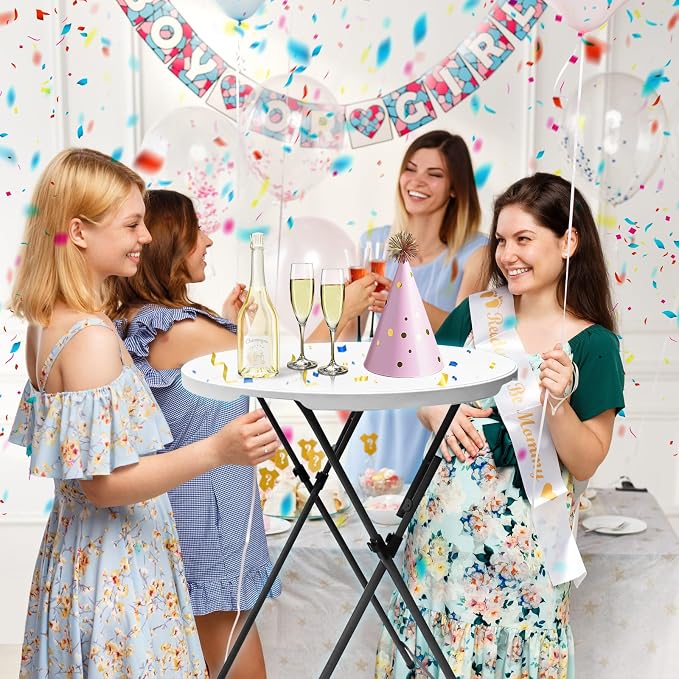 GUAGUA 32" Round Plastic Folding High Top Table - Versatile Bar, Cocktail & Portable Pub Table for Parties, Bistro & Events(White)