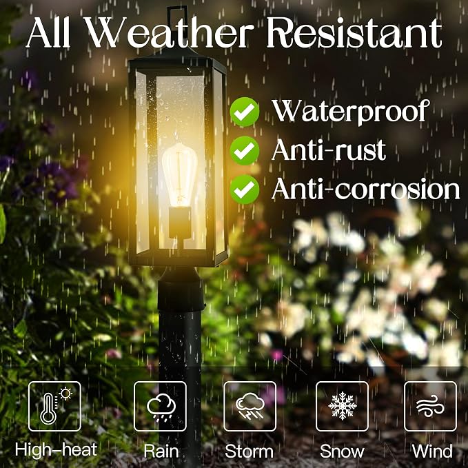 Large Lamp Post Light Fixture, 21.3 Inch Post Lamps Outdoor Lights for Residential Sidewalk Gate Post Light Pier Mount Lights
