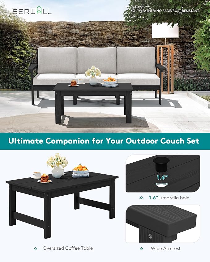 SERWALL HDPE Outdoor Couch with Coffee Table