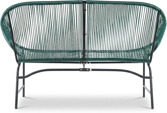 Christopher Knight Home Dessa 3 Piece Patio Furniture Set, Wicker Patio Loveseat Sofa and Accent Chair Set of 2, Metal Double Papasan Chair, Teal