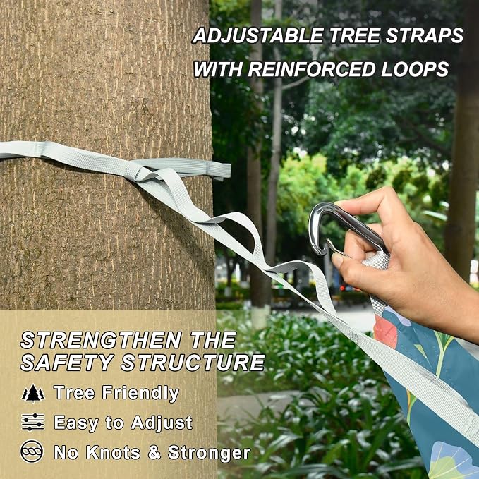 Camping Hammock Outdoor Hammocks for Outside Ginkgo Biloba Leaves Beach Trees Portable Lightweight with Pockets Tree Straps Indoor Small
