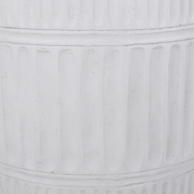 Outdoor Side Table 15" Cylindrical Shape Lightweight Concrete-Look Outdoor Indoor Accent Table Decorative Garden Stools, for Patio Porch Living Room, White
