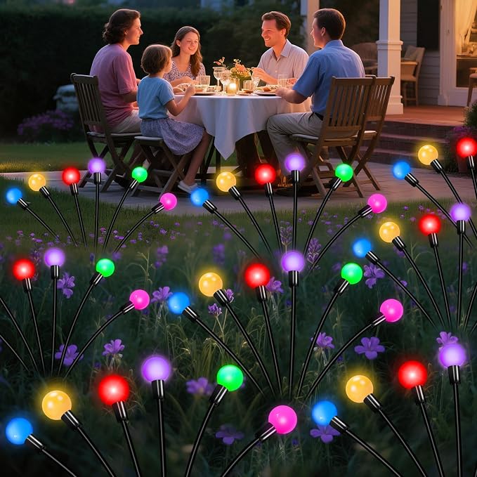 Solar Garden Lights Outdoor Waterproof, Swaying Firefly Light, Garden Decor | 4 Pack Solar Firefly Lights, Multicolor Changing Decor for Yard, Patio, Pathway and Lawn, Gifts for Women, Christmas Decor