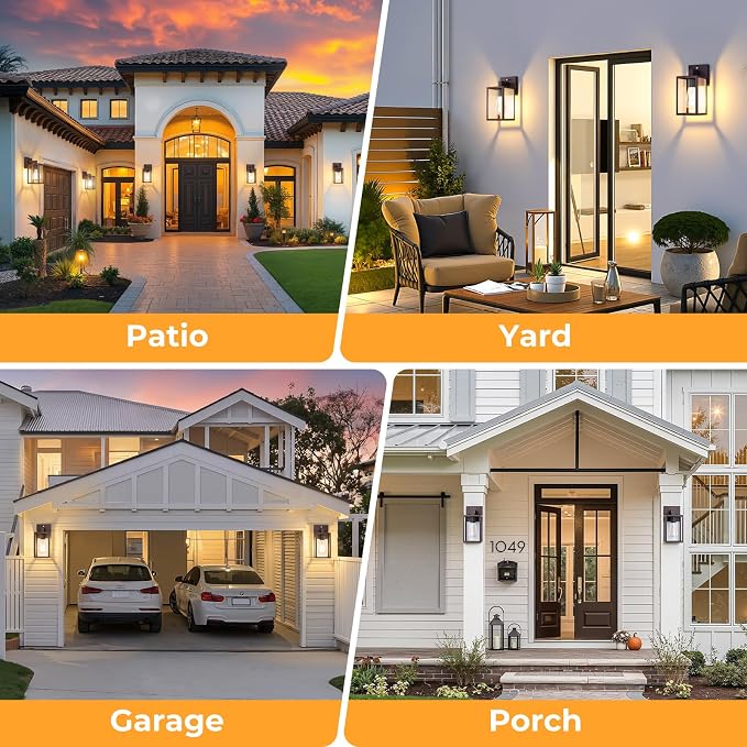 1-Pack Dusk to Dawn Outdoor Wall Sconce, Dark Chocolate | Waterproof Wall Mount Lantern, Exterior Porch Wall Light, Weatherproof, Wide Outdoor Use, Doorway Garage Yard