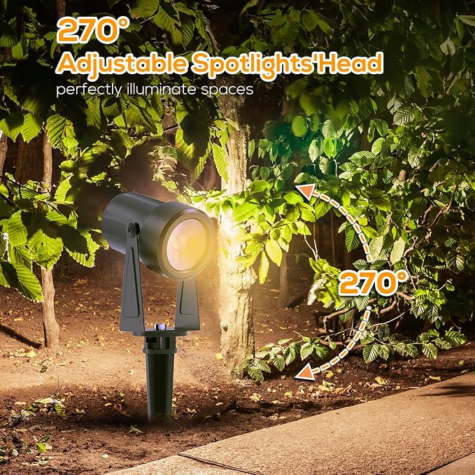 SUNTHIN 4 Pack Outdoor RGBW Landscape Lights, Color Changing Spot Uplights | Dusk to Dawn Sensor Controller with Remote, IP65 Waterproof Outdoor LED Yard Lights for Garden, Trees & Pathway