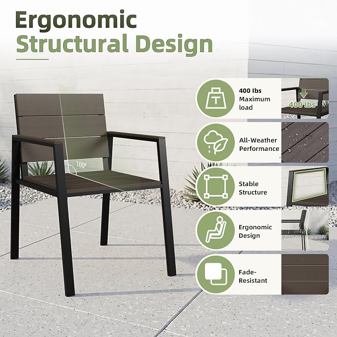 Outdoor Table and Chairs for 6 Aluminum Patio Dining Set with Umbrella Hole | All Weather,HDPS Material,Oversized,7 Piece,for Backyard,Rot-Fade-Crack Proof,Maintenance-Free,Sturdy,Heavy-Duty,Yellow