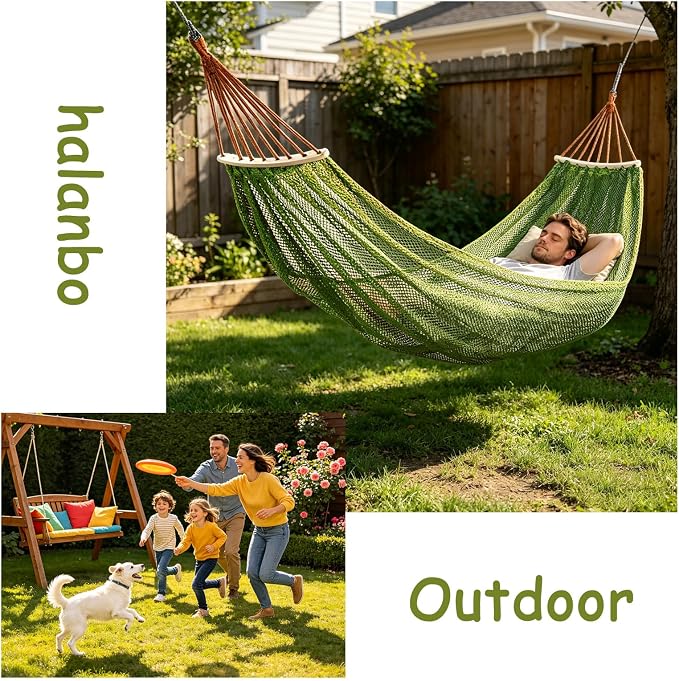 Hammock Without Stand, Blue, Polyester Net | Camping Hammocks for Outside, Travel Portable Lightweight, With Tree Straps & Storage Bag