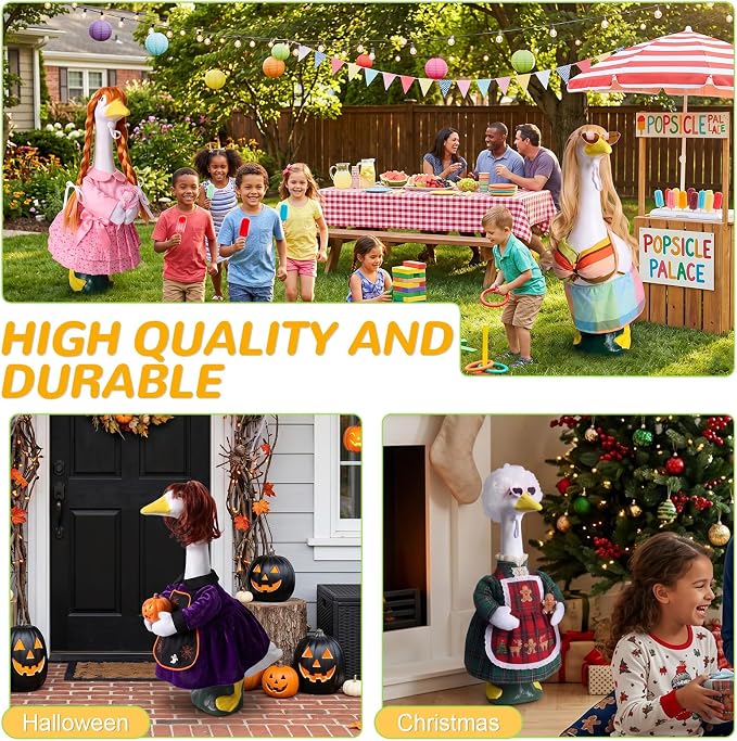 4Pcs Porch Goose Wigs Set Porch Goose Outfits Accessories for Outdoor Statue Accessories Garden Patio Yard Goosey Decoration (4PCS Wigs)