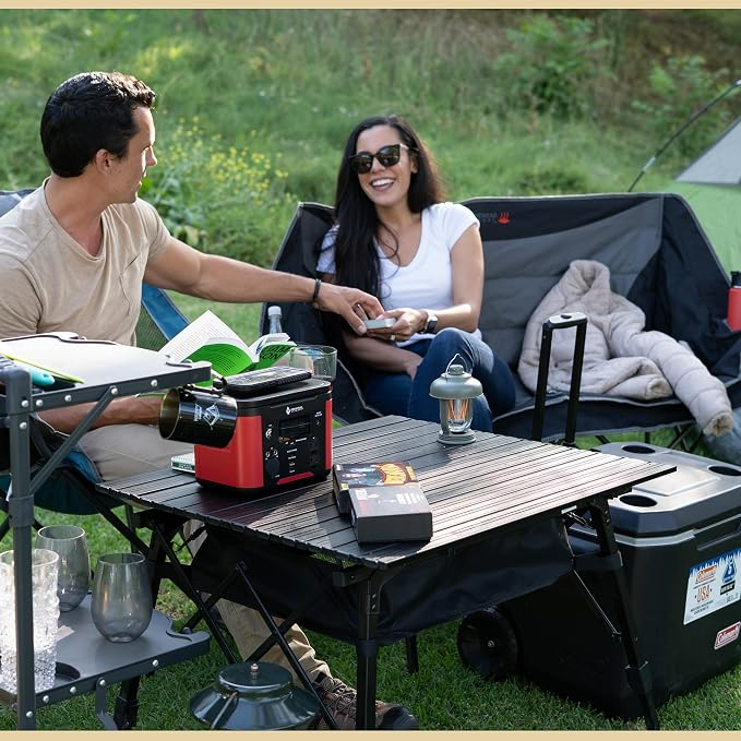 ARROWHEAD OUTDOOR 2-Pack 39" Aluminum Folding Camp Roll Up Table w/Adjustable Height, Undertable Mesh Storage, Carry Bag
