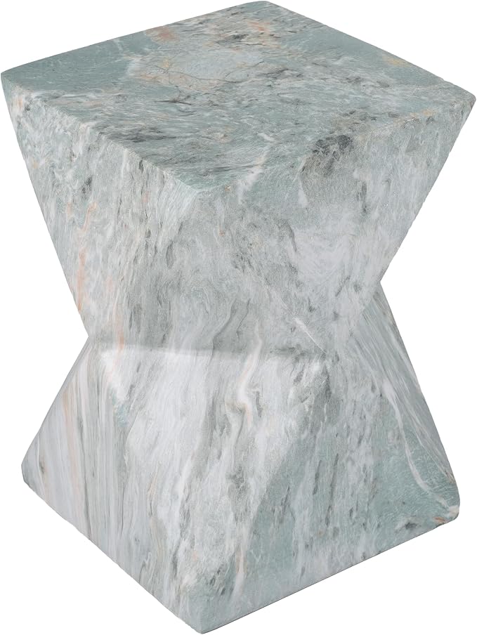 Christopher Knight Home 18.5 Inch Modern Geometric MGO Side Table Hourglass Accent End Table Faux Marble Look Indoor Outdoor Patio Living Room Bedroom
