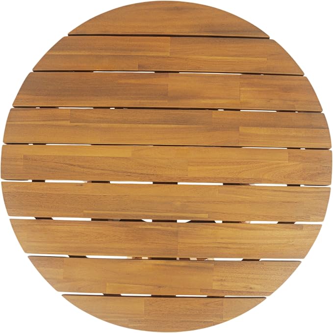 LUMISOL Patio Outdoor Acacia Wood Round Coffee Table, Circle Center Table for Backyard, Lawn, Balcony, Teak