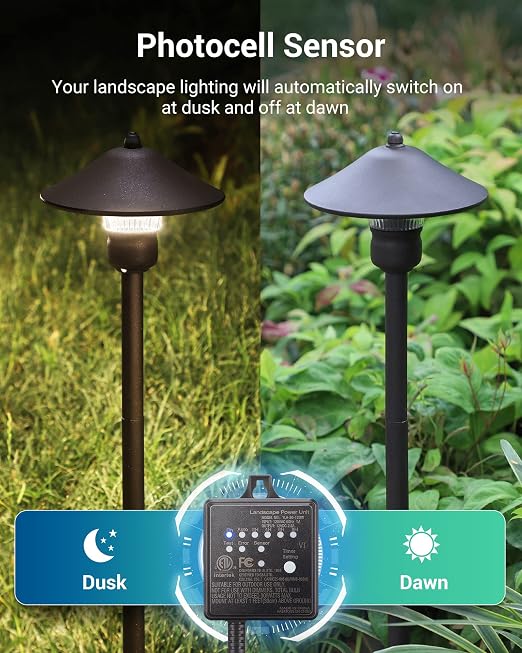 DEWENWILS 30W Low Voltage Transformer with Timer and Photocell Light Sensor | 120V AV to 12V DC, Weatherproof Landscape Lighting Transformer for Spotlights, Garden Lights, Steplight, ETL Listed