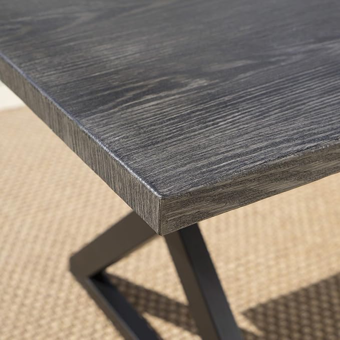 Christopher Knight Home Rolando Outdoor Aluminum Dining Table with Steel Frame, Grey / Black