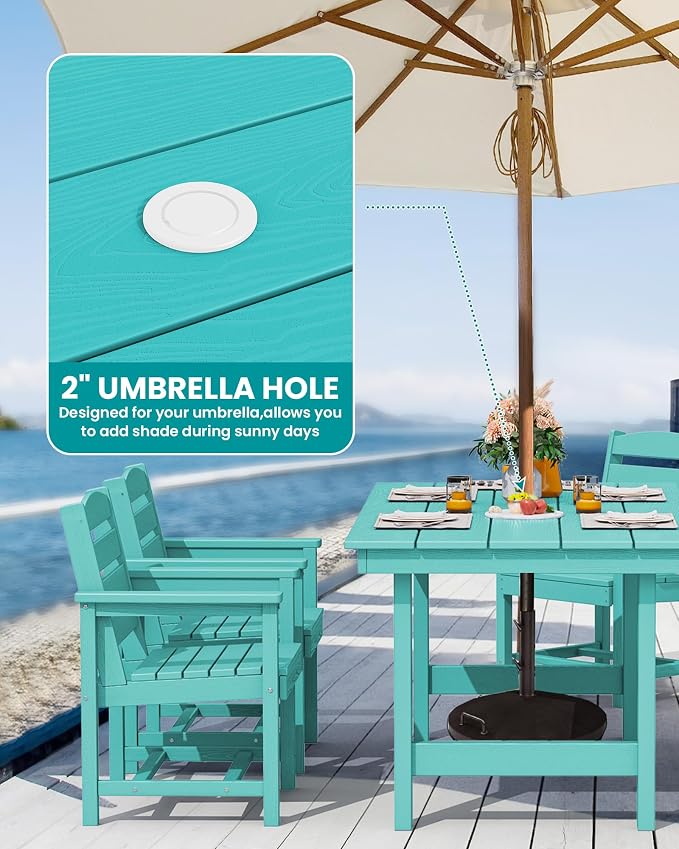 SERWALL 6 Pcs HDPE Dining Set, Includes 1 Table, 1 Bench & 4 Chairs, Aruba | Outdoor Dining Set with Bench, All-Weather Resistant SERWALL Dining Set for patio