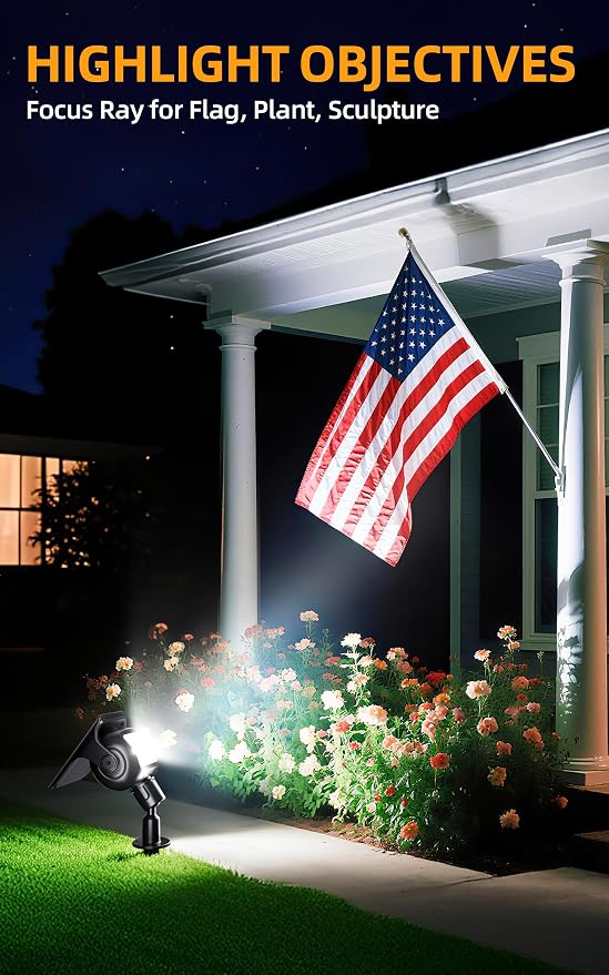 ROSHWEY Solar Spot Lights Outdoor, Waterproof Spotlights with 2 Brightness Mode, Landscape Lighting Solar Lights for Garden, Yard, Pathway (Cool White, 4 Pack)
