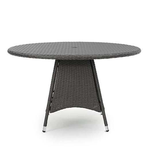 Christopher Knight Home Corsica Wicker Round Dining Table, Grey