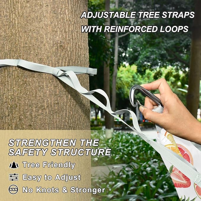 Camping Hammock Outdoor Hammocks for Outside Pineapple Grapefruit Strawberry Beach Trees Portable Lightweight with Pockets Tree Straps Indoor