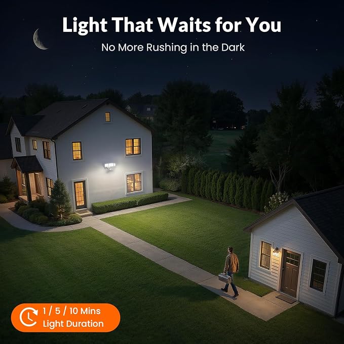 LEPOWER LED Security Light Motion Sensor Outdoor Lights, Bright 38W 4200LM | 72 FT Range, IP65, Easy to Install, 180° Motion Sensor, 5500K, 3 Head Detected Waterproof Flood Light for Garage, Yard, Porch