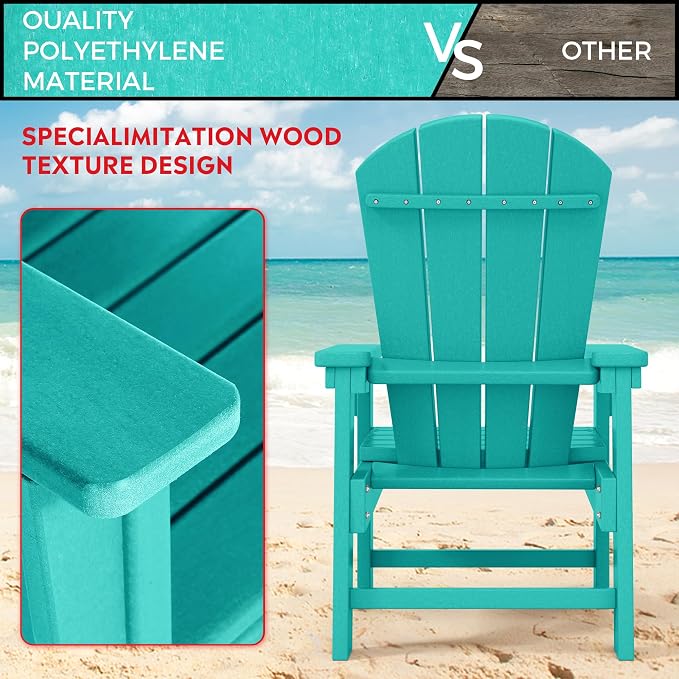 Costaelm Paradise Kids 5-Piece HDPE Outdoor Patio Round Dining Table and Chairs Set, Turquoise