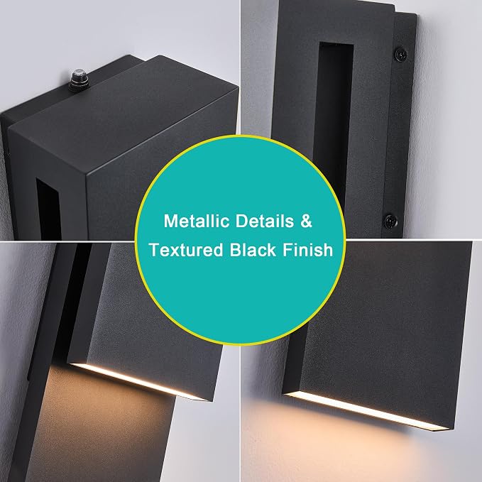 Tarentlight Dusk to Dawn Outdoor Lighting Fixture Wall Mount,Modern Integrated LED 2-Light 17W, Exterior Sensor Front Porch Light,Textured Black,Anti Rust Outside Wall Lights for House,Doorway,Garage