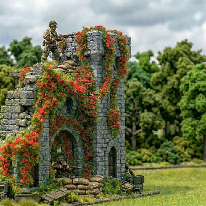 Realistic Miniature Vines - Hanging Moss Scenery for Diorama Supplies & Model Building - Mini Miniature Plants for Rainforest, Dollhouse, Fairy Gardens, Crafts DIY, Tabletop Wargaming (Red)